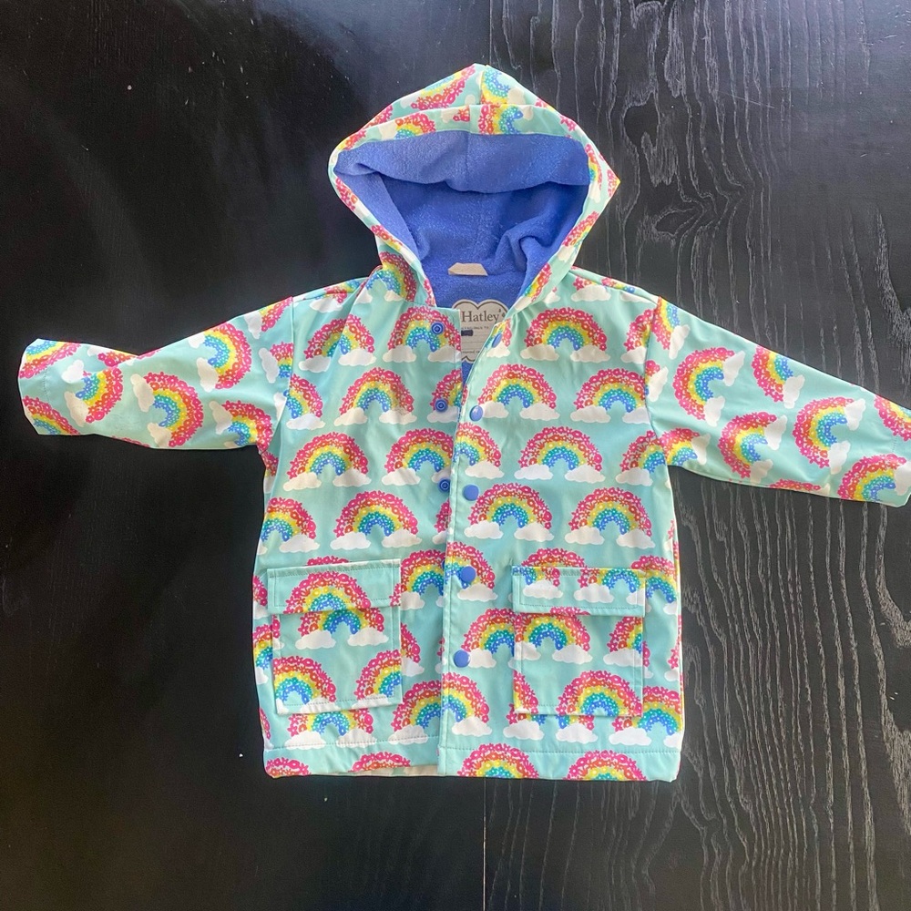 Hatley Kids' Rainbow Raincoat with Blue Lining